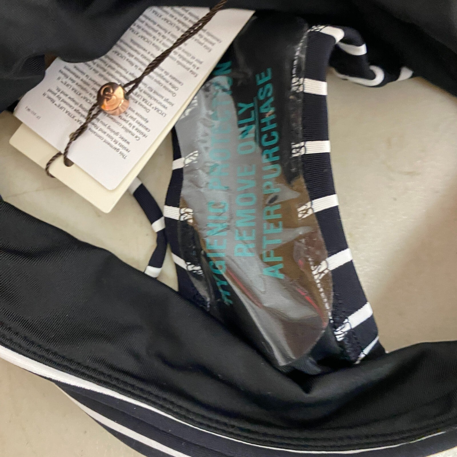 CALIA Women's Adjustable Rise Ruched Side Bottom Stripe Black WSA23402PRT