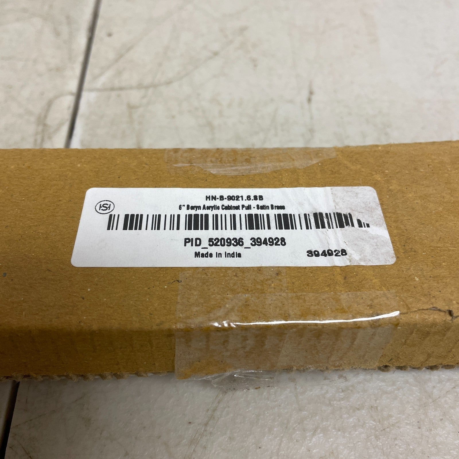 Signature Hardware Beryn Acrylic 6″ Cabinet Pull Satin Brass HN‑B‑9021.6.SB