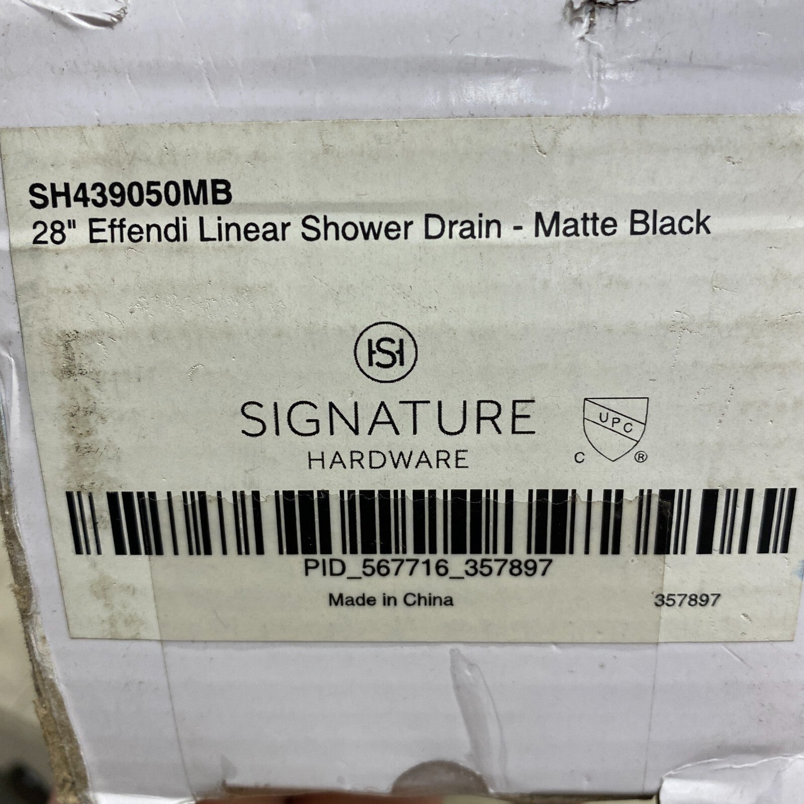 Signature Hardware 28" Effendi Linear Shower Drain - with Drain Flange - MB