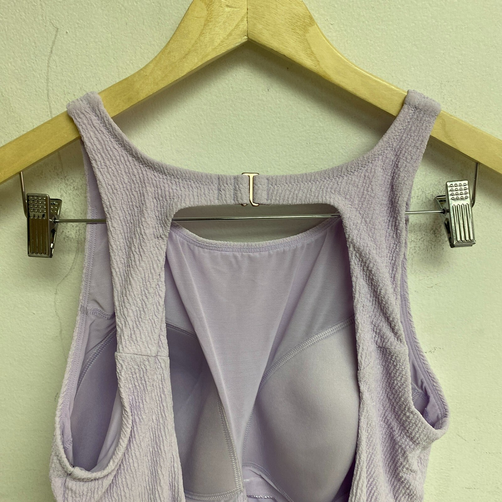 CALIA WOMENS OPEN BACK HIGH NECK ONE PIECE LILAC FLASH WSA23103N