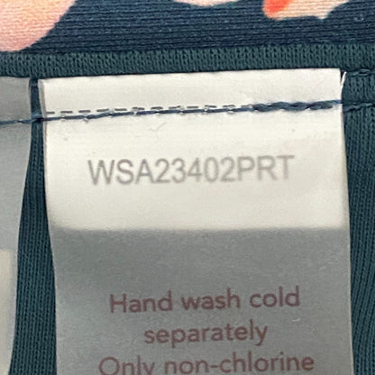 Calia Women's Swim Adjustable Rise Bikini Ruched Side Floral Bottom Aqua Multi