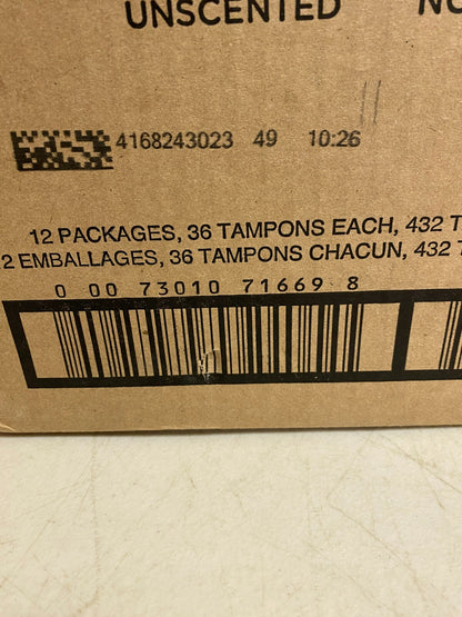 Tampax Pearl Lite's Light Flow Unscented Tampons 12 Packs of 36 (432 Count)