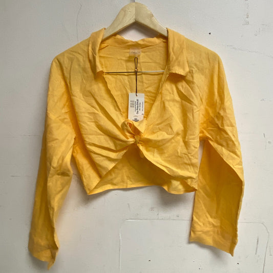 CALIA Women's Tie Front Long Sleeve Beach Shirt Sunrise Orange WSA23917