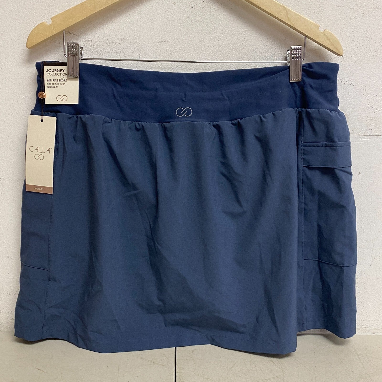 CALIA Women's Truelight Mid Rise Relaxed Fit Cargo Skort Ardosia Slate WAX12306