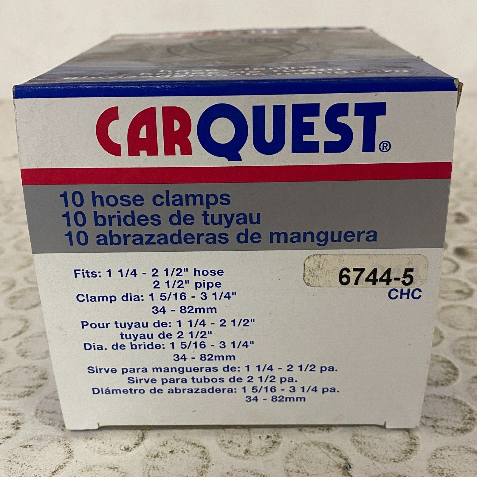 Carquest Stainless Steel Worm‑Gear 10 Hose Clamp 2¼″–3¾″ Model 6744‑5
