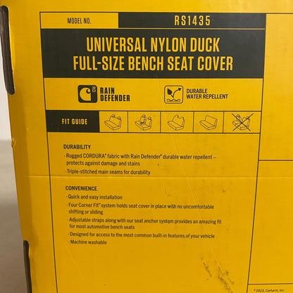 Carhartt Universal Fitted Bench Seat Cover Nylon Duck Canvas Gravel Gray