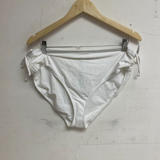 Calia Women's Swim Ruched Side Adjustable Bottom Pure White Hand Wash WSA23402