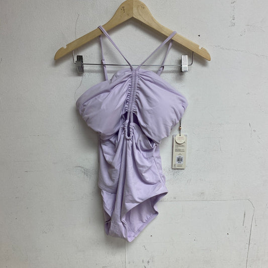 Calia Women's Shirred Cut Out One Piece Strappy Swimsuit Blooming Lilac WSA23111