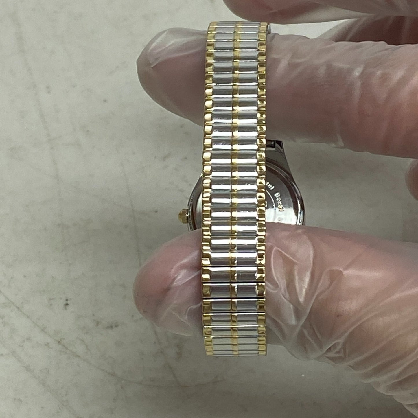 Armitron Watch Japan Quartz Women Dual Tone Gold Plated Stretch Steel 75/5420TTG