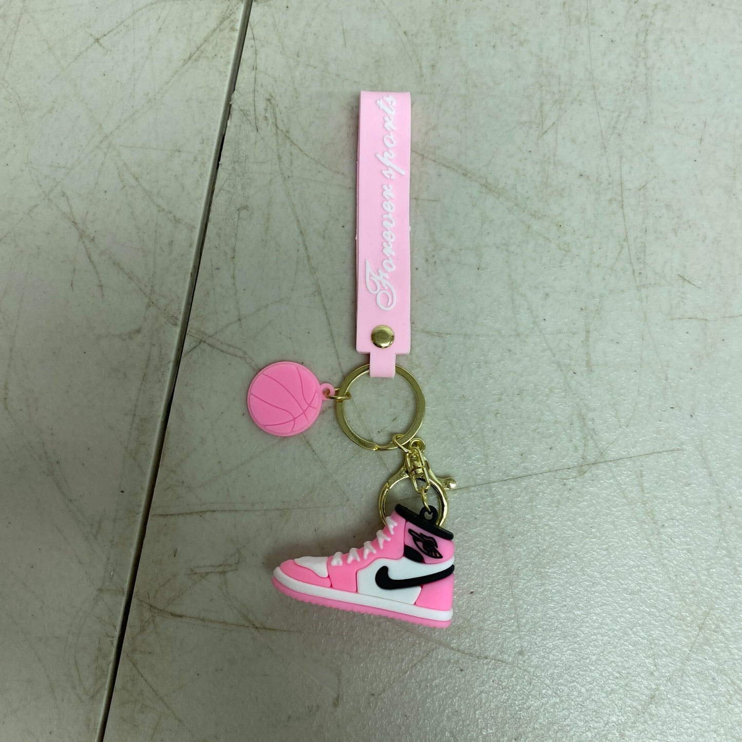 Assorted Silicone Air Jordan 1 Pink and White Keychain Accessory