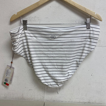 Calia Women's Swim Mid Rise Wide Band Bottom Stripe White WSA20406PRTX