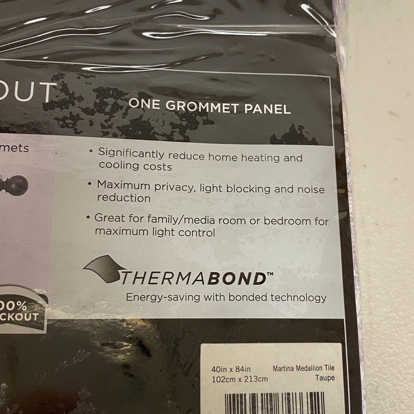 Eclipse Martina Medallion Absolute Zero 100% Blackout Curtain Panel  40 inx84 in