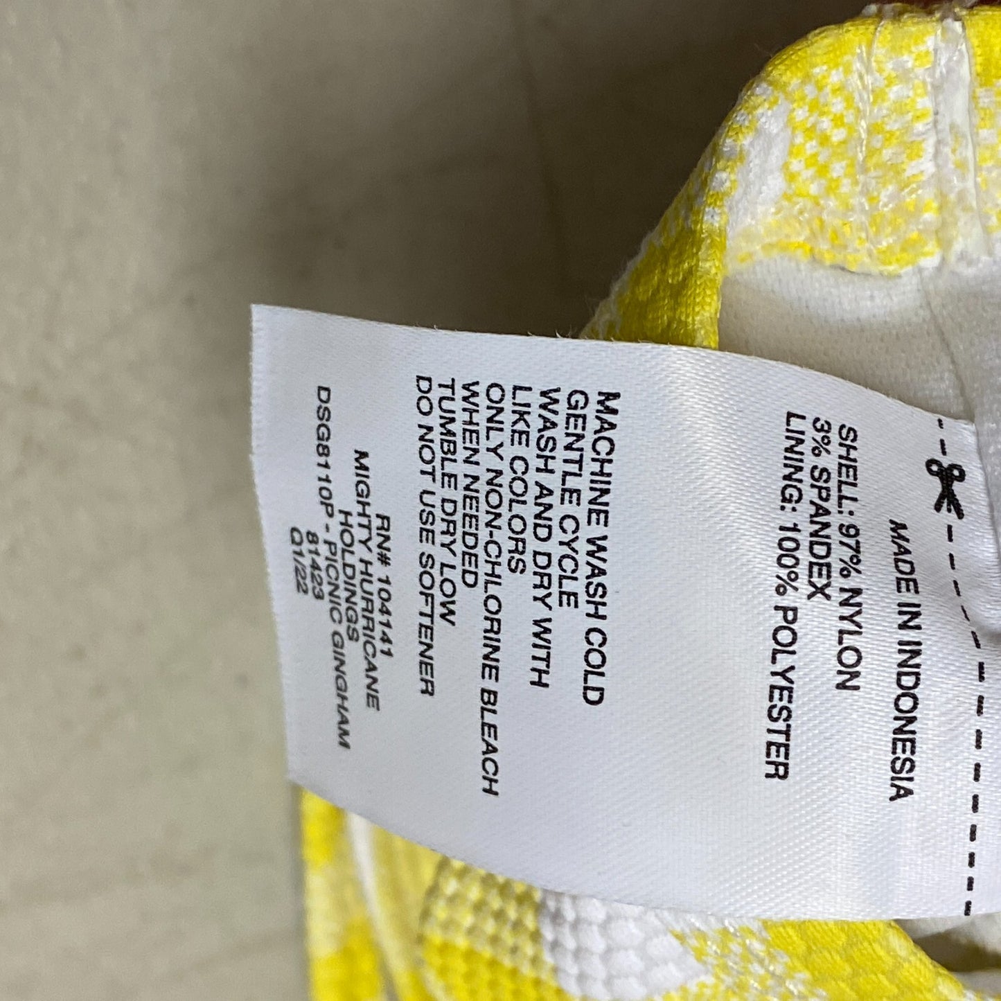 DSG Girls Core  Cute Swim Top Picnic Gingham Yellow &White DSG8110P Brand New