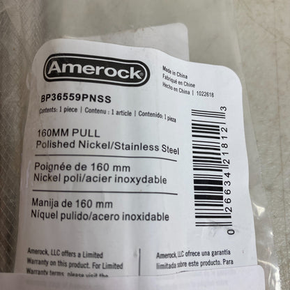 Amerock 6-5/16 Cabinet Pull Polished Nickel/Stainless Steel Drawer Handle