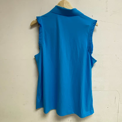 Lady Hagen Womens Eyelet Dolman Polo Blue Oasis Sleeveless Solid WGH11478