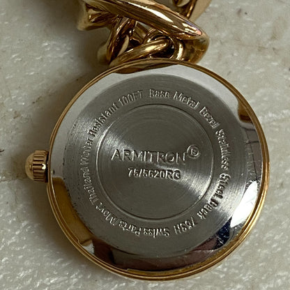 Armitron Women link bracelet with charm watch with key and lock charms 75/5067RG