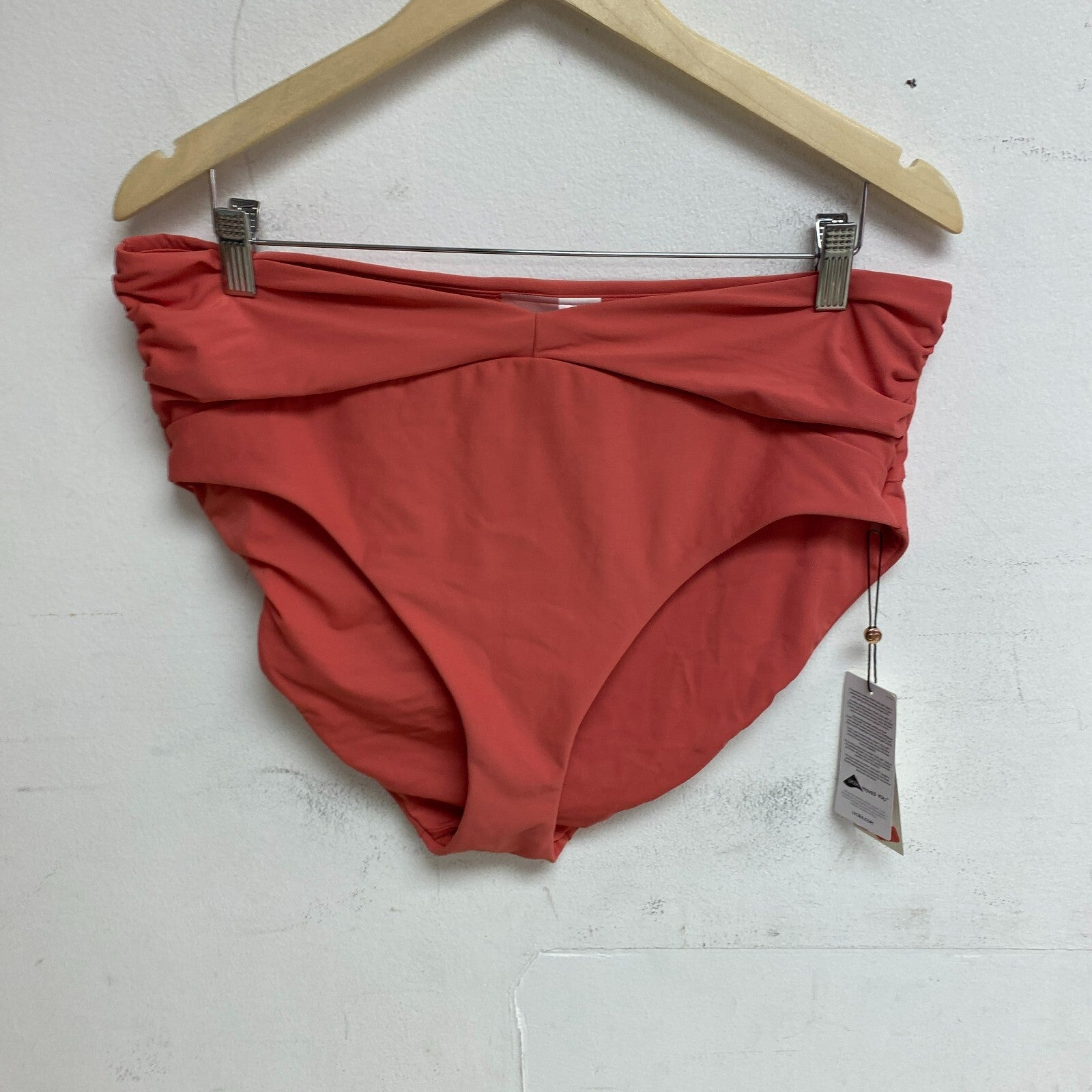 Calia Womens Shirred V Front High rise Bttom Guava Pink Solid WSA23407