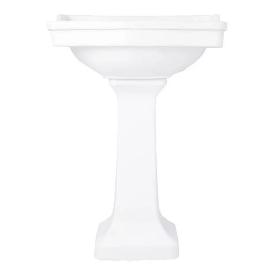 Signature Hardware Cierra Porcelain Pedestal Sink - 8" Centers - White