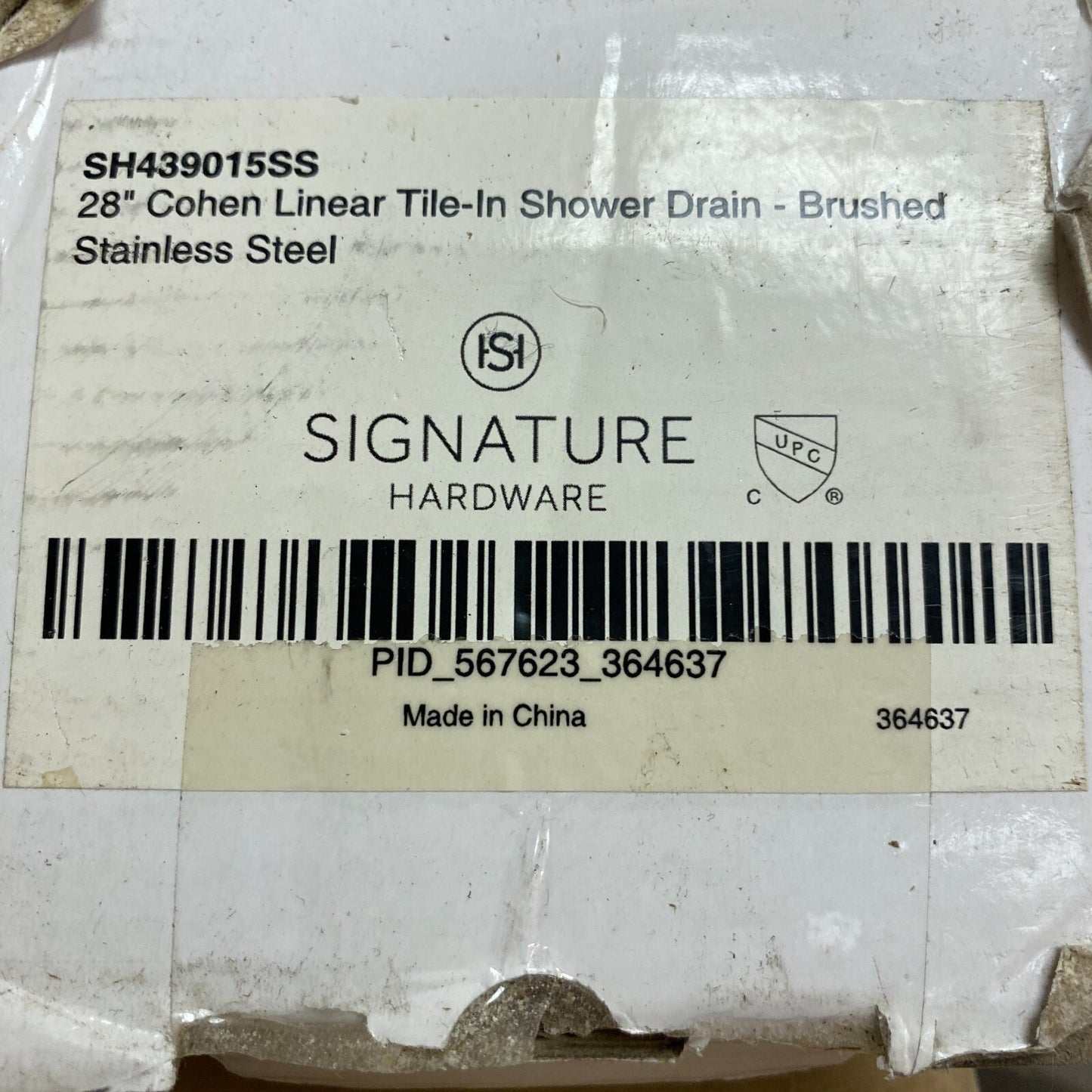 Signature Hardware 28" Cohen Linear Tile-In Shower Drain - Brushed Stainless S..