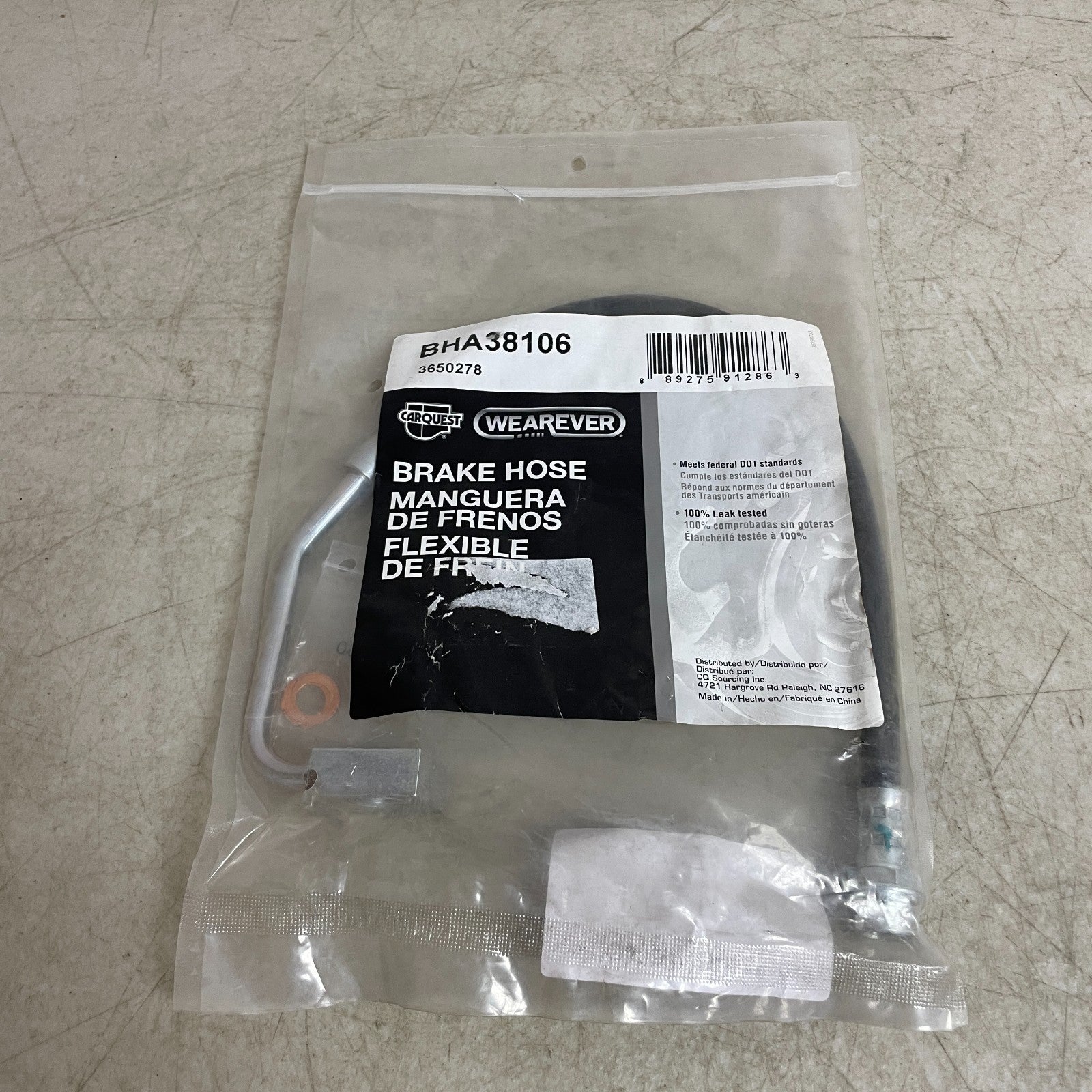 Carquest Wearever BHA38106 Brake Hose Assembly 17" Flexible with Copper Washers