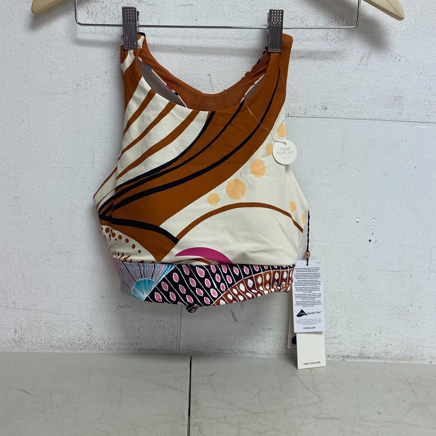 Calia Womens Racer Back HS Bikini Top Abstract Multi WSA22223PRT BRAND NEW