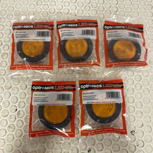 Optronics 2.5″ Round Amber LED Marker Light Flange Mount 5-Pack MCL527AFBP