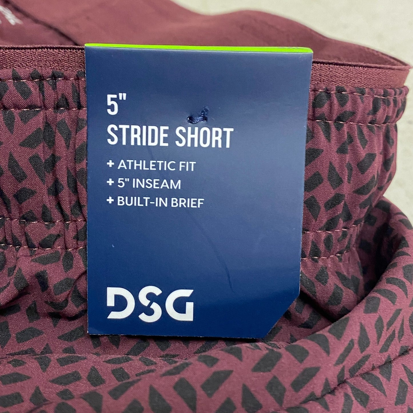 DSG Men's 5" Team Burgundy Geo Run Shorts Stylish Trendy DAM12203PRT