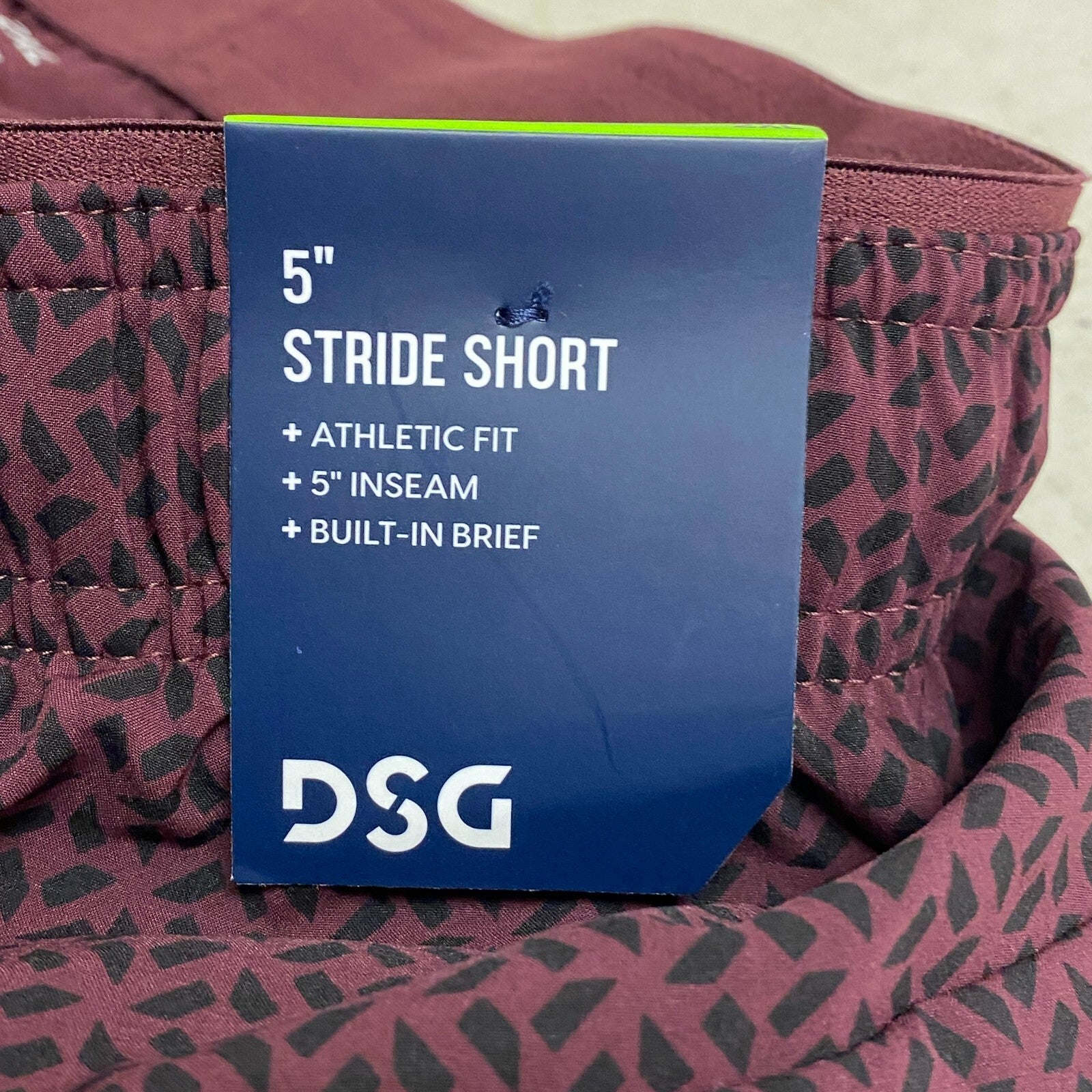 DSG Men's 5" Team Burgundy Geo Run Shorts Stylish Trendy DAM12203PRT