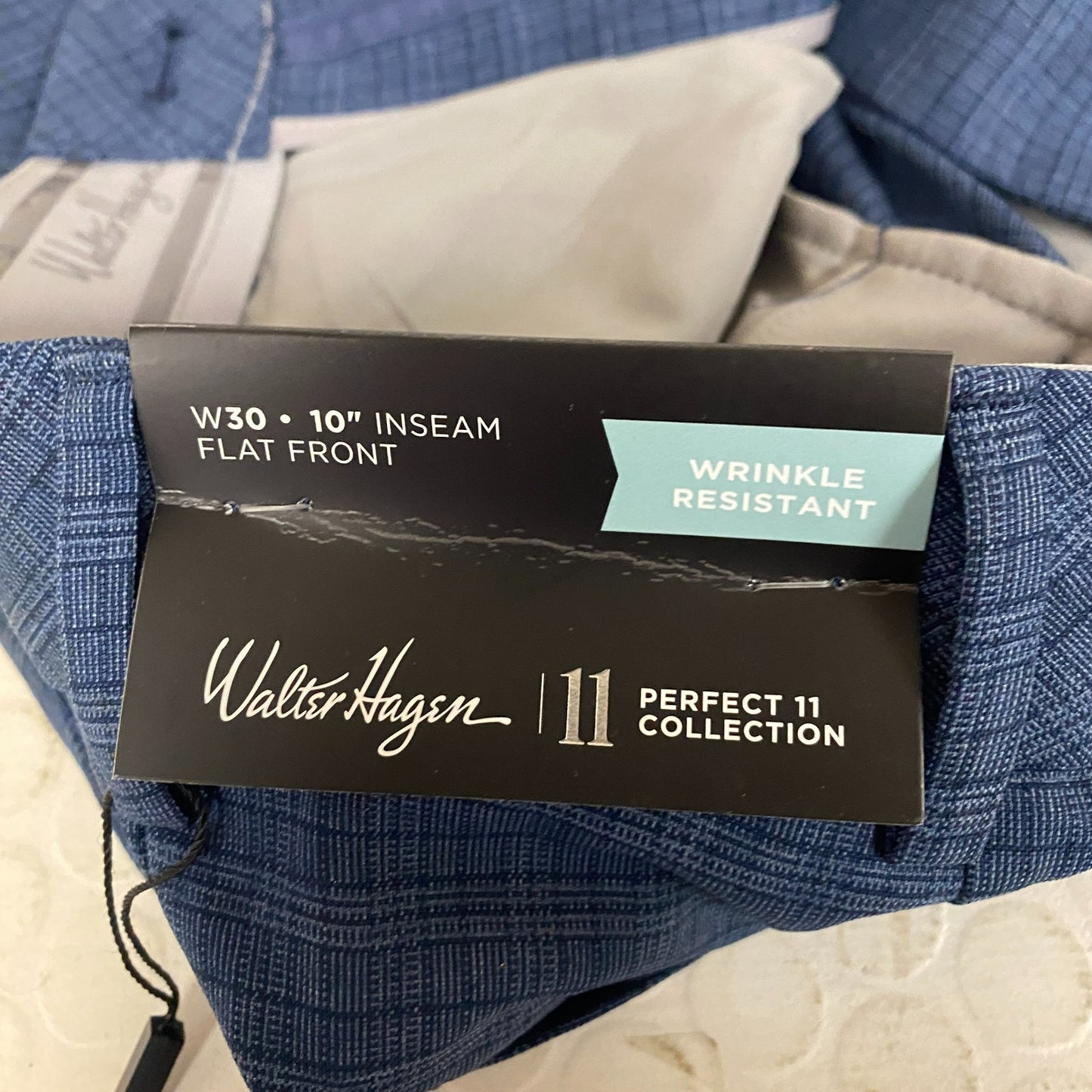 Walter Hagen Mens Perfect 11 Tonal Plaid Short Navy MGA14163