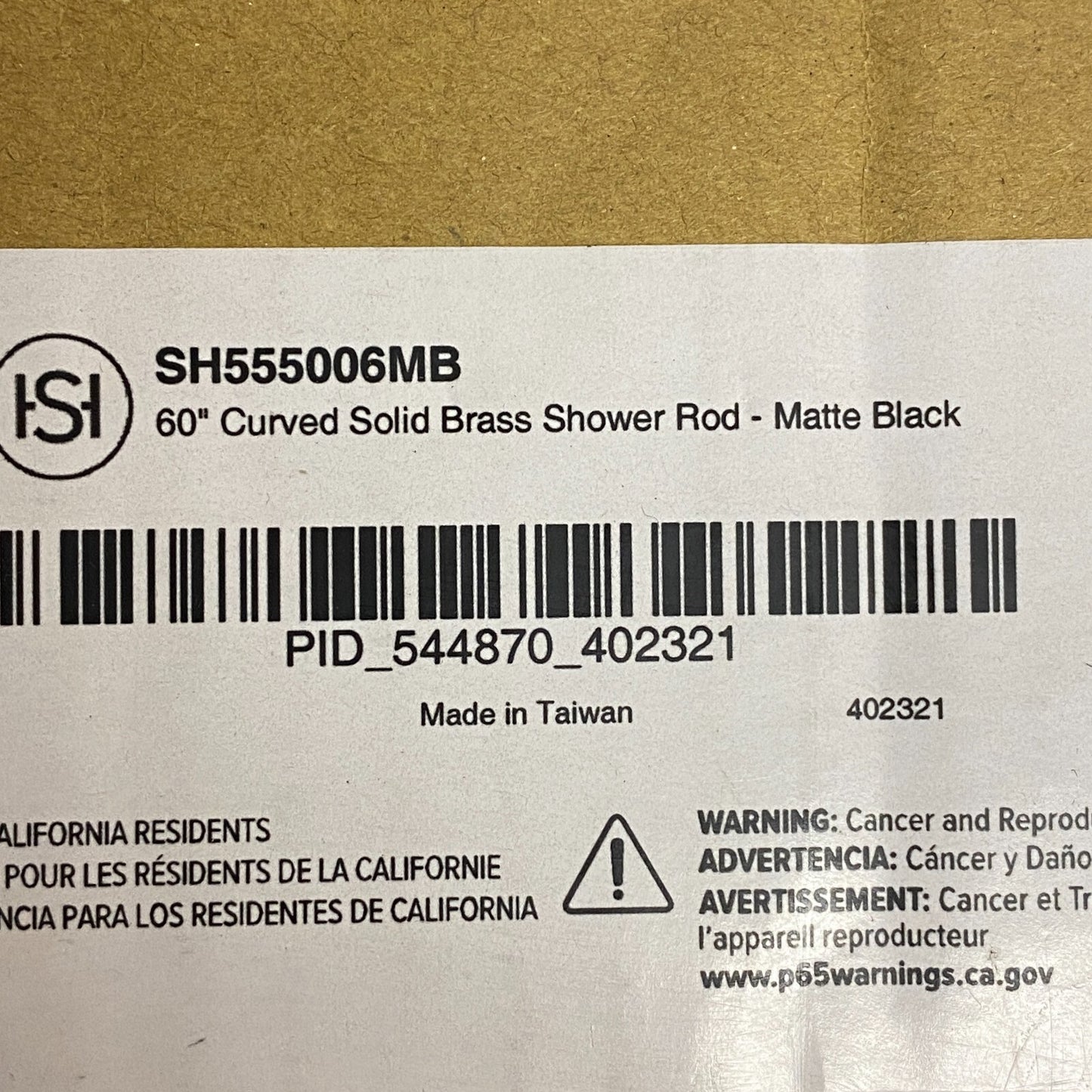 Signature Hardware 60" Curved Solid Brass Shower Rod - Matte Black
