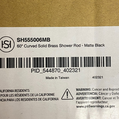 Signature Hardware 60" Curved Solid Brass Shower Rod - Matte Black