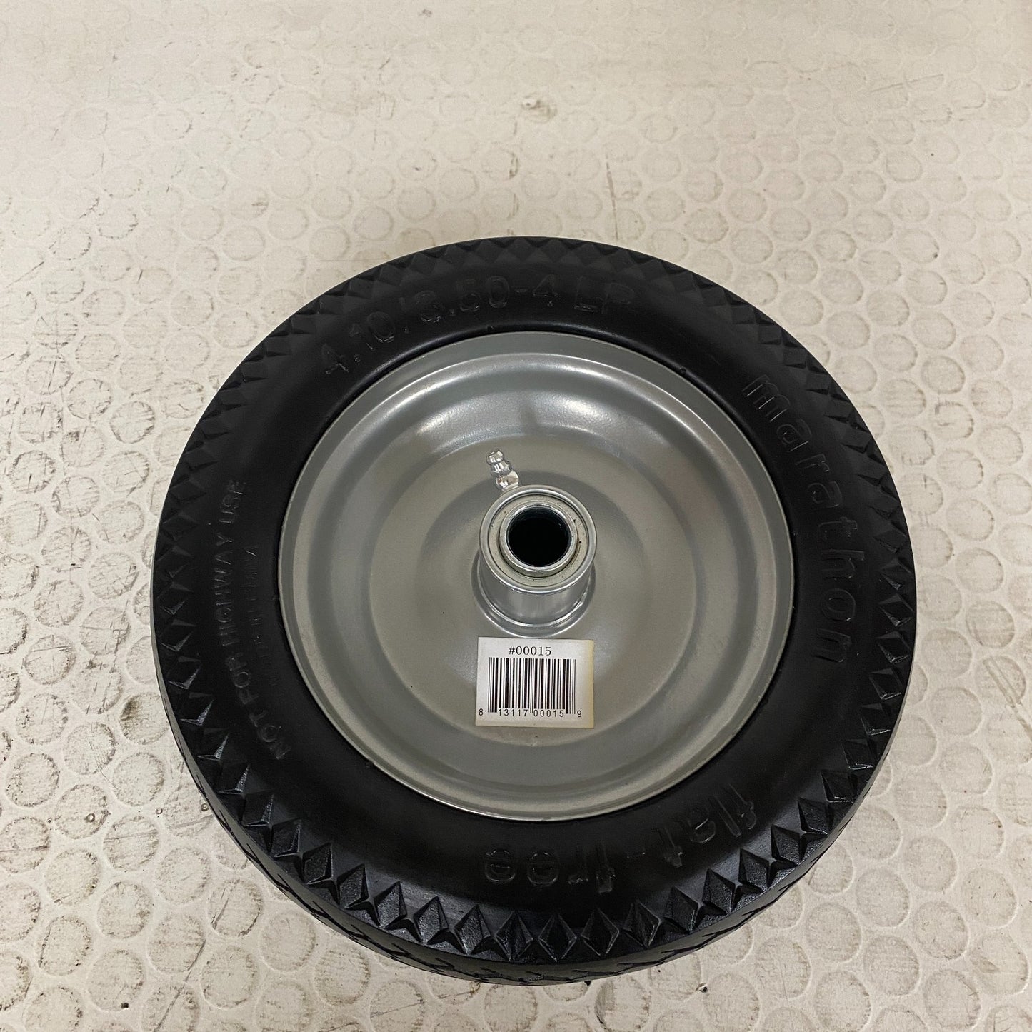 MARATHON Flat-Free Tire & Wheel 4.10/3.50-4" Solid Rubber Hand Truck Cart Wagon