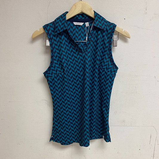 Lady Hagen Women's Pique Sleeveless Polo Herringbone Turquoise WGH31007 New