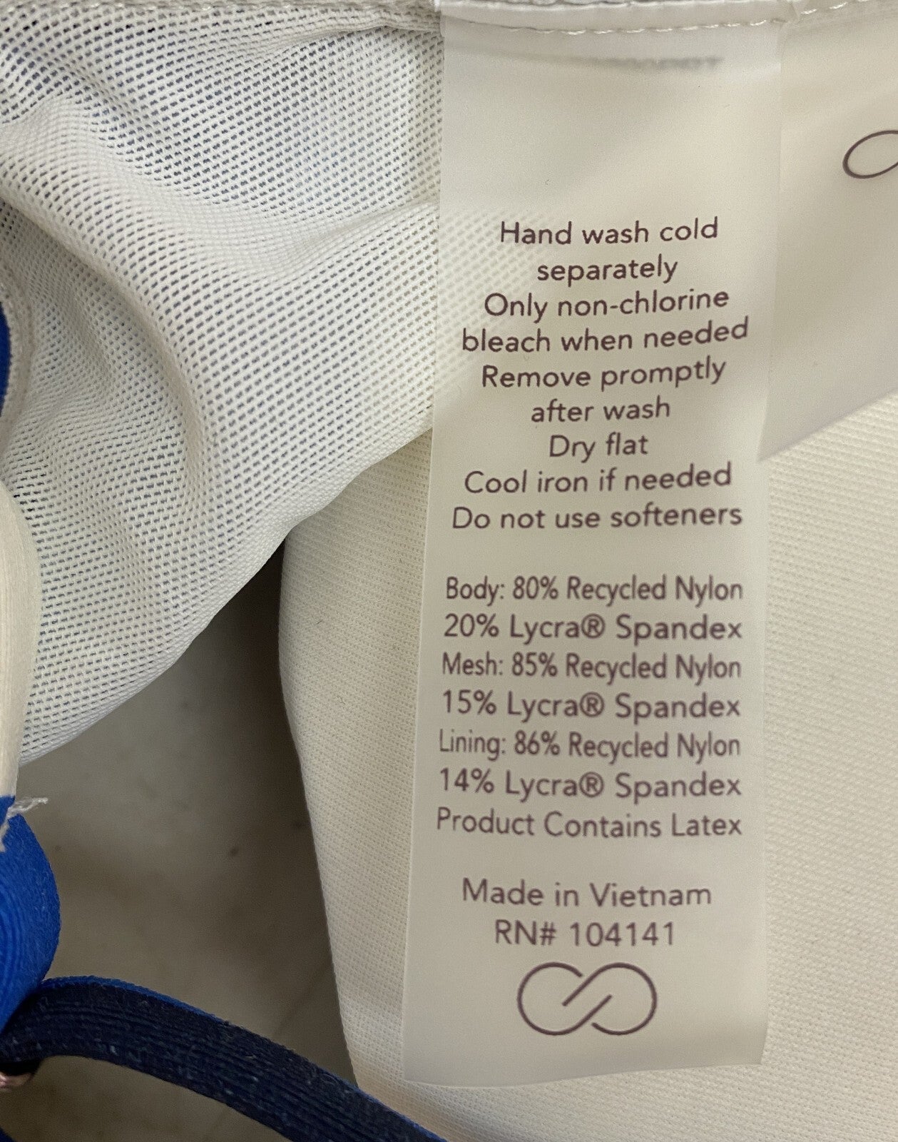 Calia Women's Swim  Tie Back Bikini Top Wavy Blocks Blue WSA23200PRT Brand New!