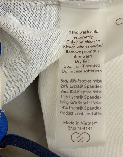 Calia Women's Swim  Tie Back Bikini Top Wavy Blocks Blue WSA23200PRT Brand New!