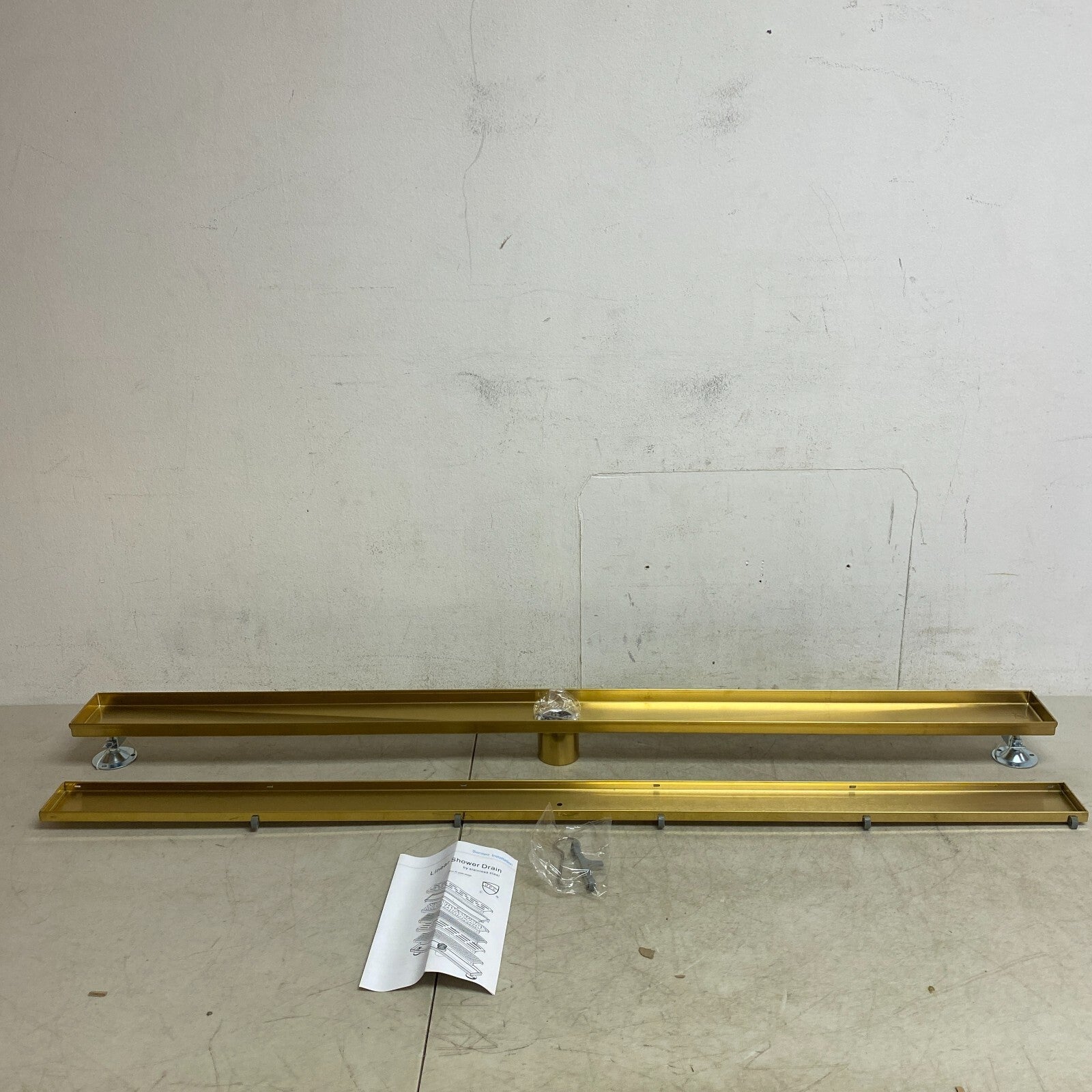 Signature Hardware 48" Cohen Linear Tile-In Shower Drain - Polished Brass