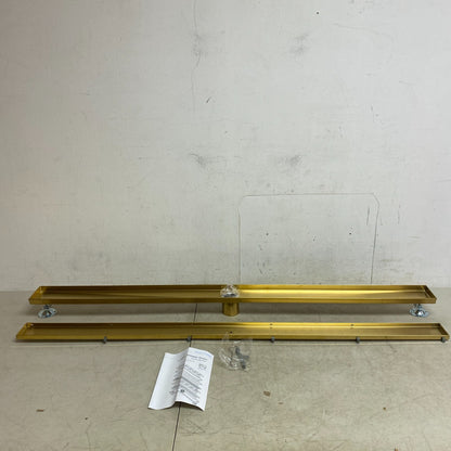 Signature Hardware 48" Cohen Linear Tile-In Shower Drain - Polished Brass