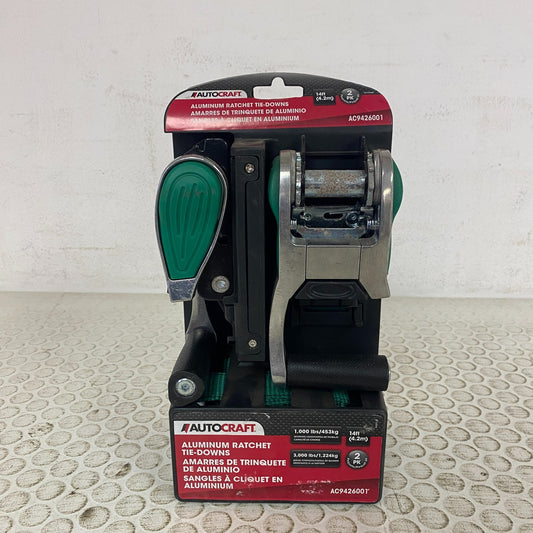 AutoCraft 14' Heavy-Duty Ratchet Tie-Down Strap Aluminum Hooks AC9426001