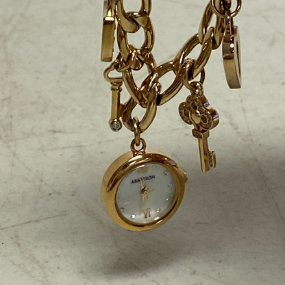 Armitron Women link bracelet with charm watch with key and lock charms 75/5067RG
