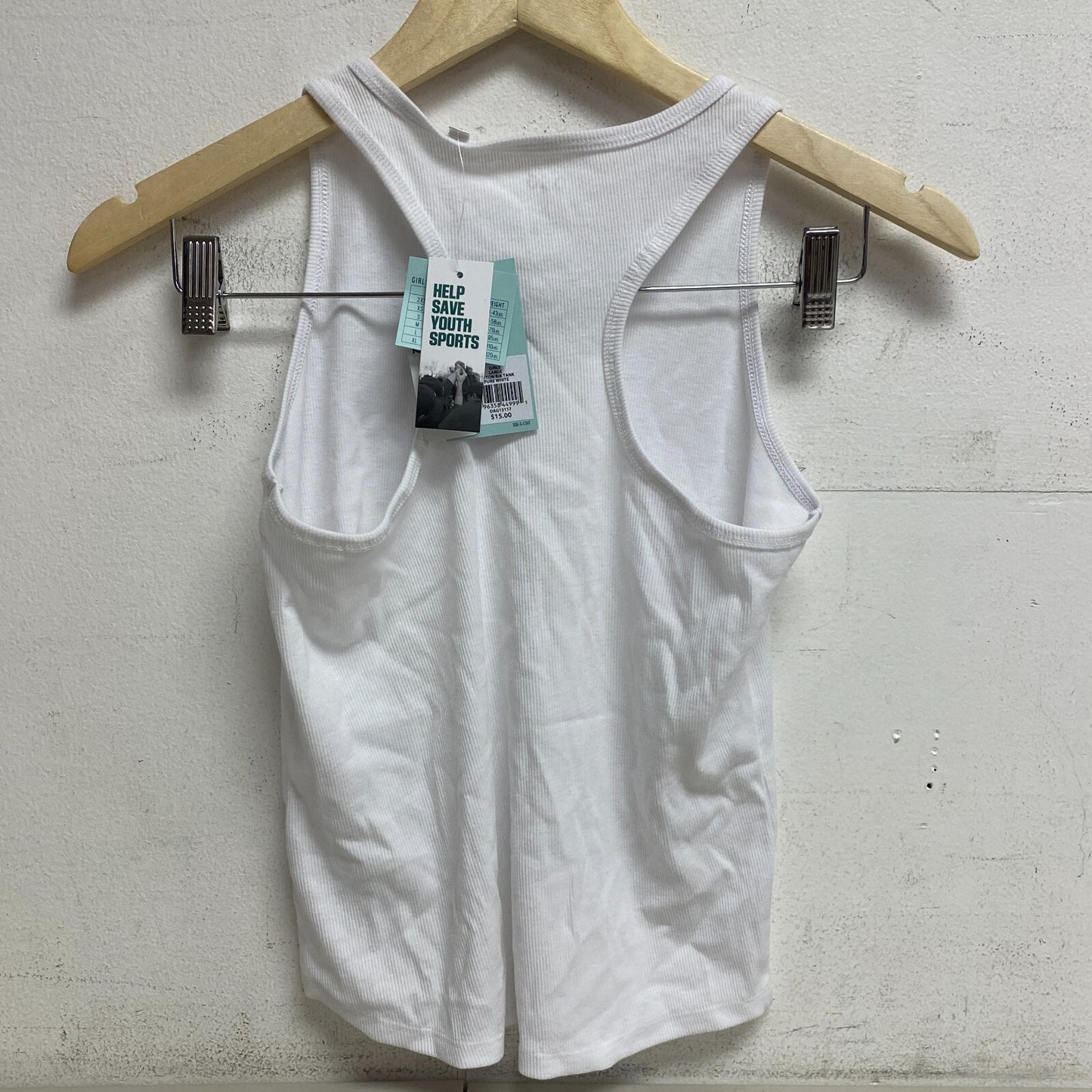 DSG Girls Everyday Cute Cotton Rib Tank Scoop Neck Pure White DAG13117 New