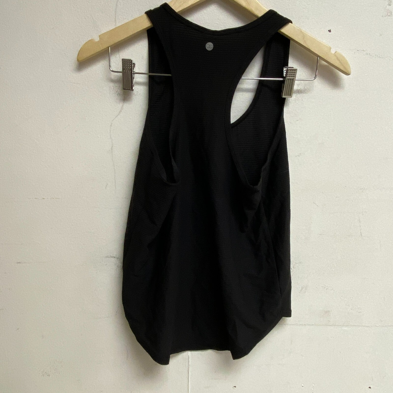 Calia Womens Scoop Neck Tank Pure Black Solid Sleeveless Racerback WAX11205S