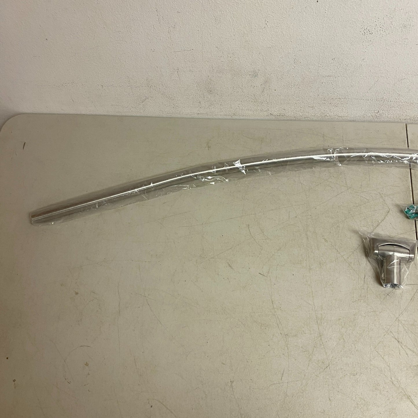 Signature Hardware 66" Curved Solid Brass Shower Rod - Brushed Nickel