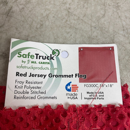 SafeTruck Red Jersey Safety Flag 18" x 18" FG300C with Heavy-Duty Grommets