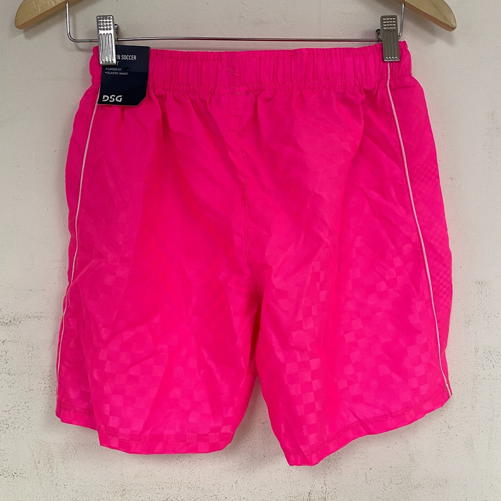DSG Youth Woven Soccer Shorts Knockout Pink Drawcord Elastic Waist DAB10800