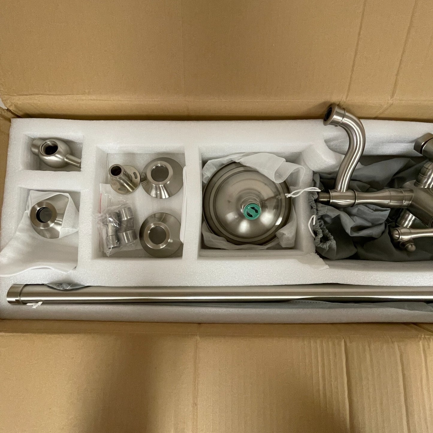 Signature Hardware Dolwick Exposed‑Pipe Shower & Tub Faucet Brushed Nickel