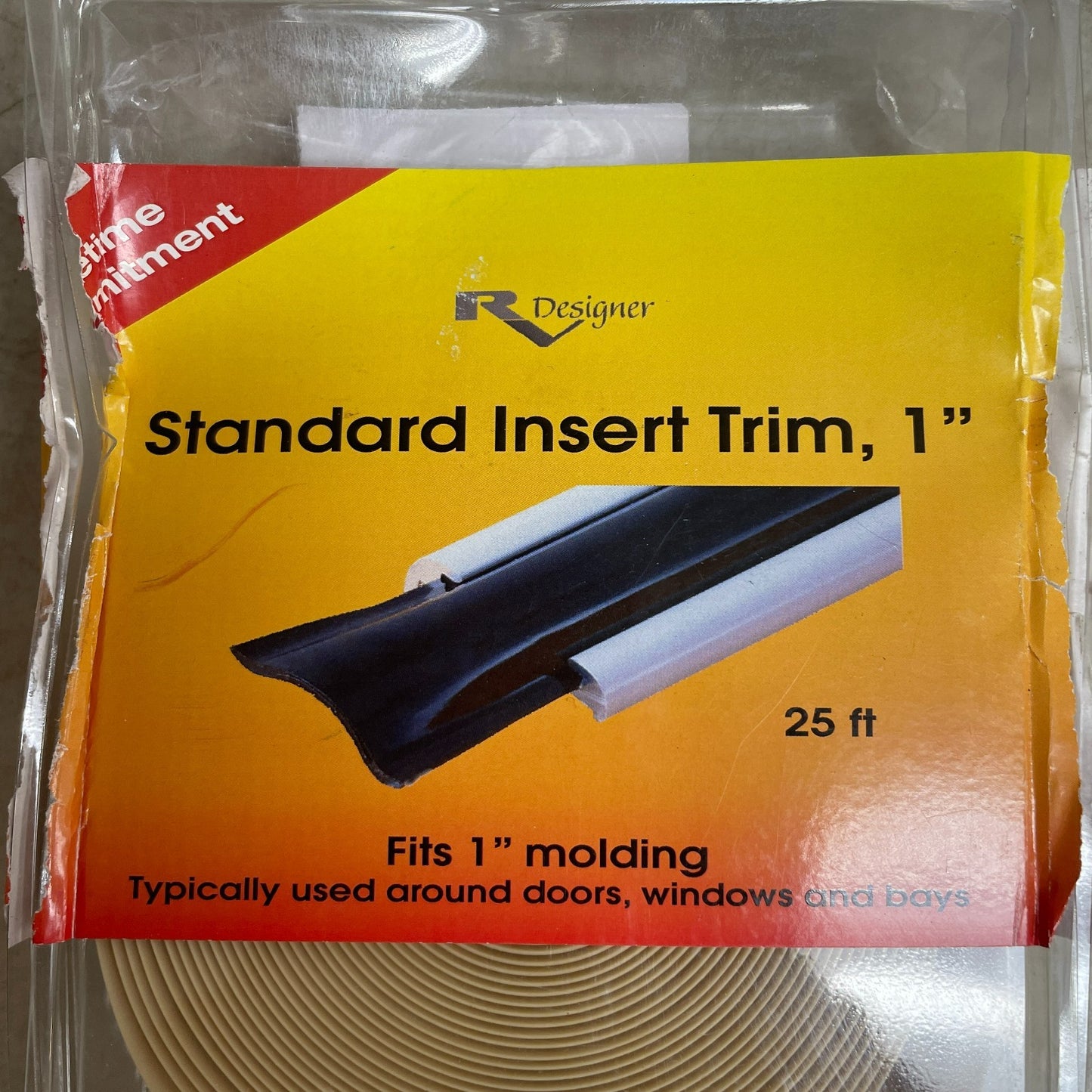 RV Designer Vinyl Trim Insert Beige Exterior Roof Edge Molding E325 25FT 6013209