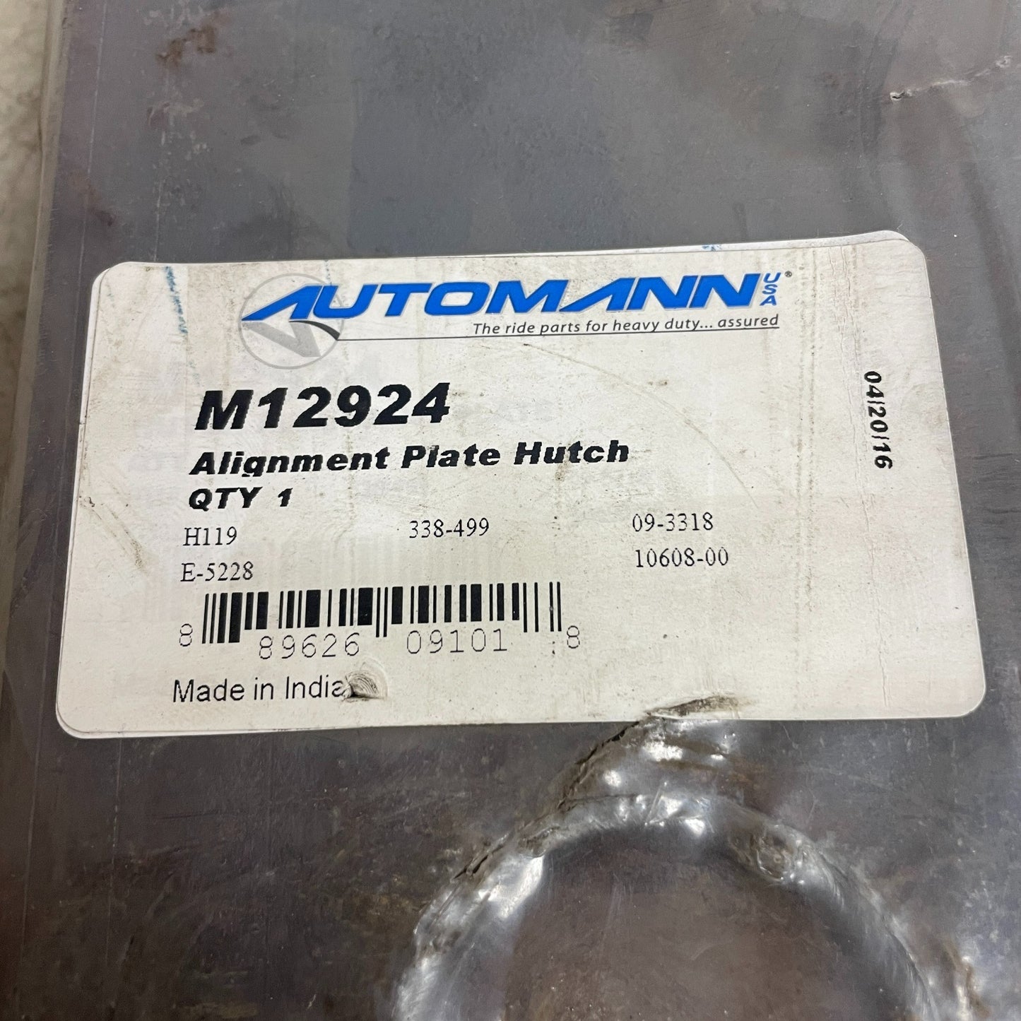 Automann Hutch H900 Alignment Plate 3⁄8″ Thick M12924