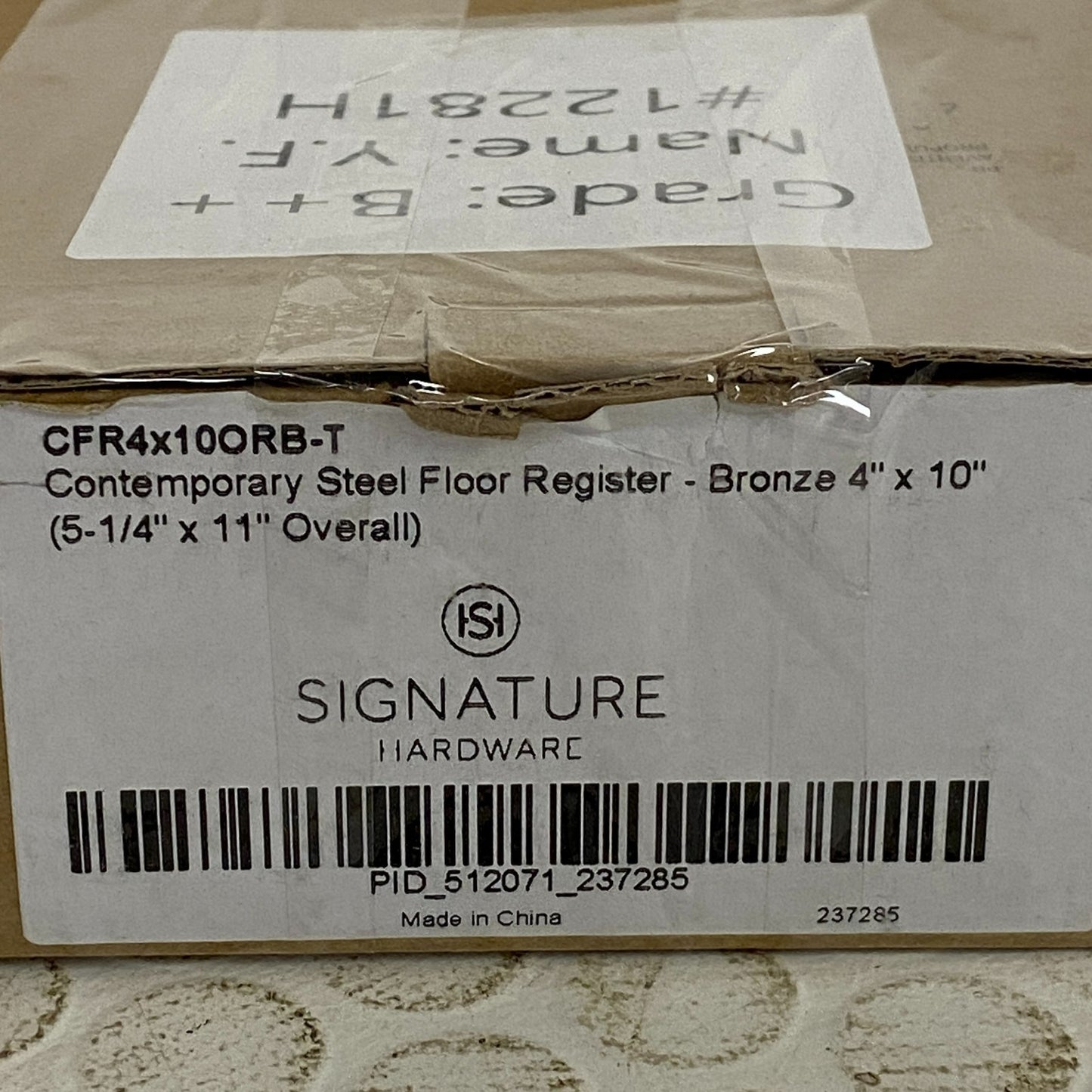 Signature Hardware Contemporary Steel Floor Register 4″×10″ Oil‑Rubbed Bronze