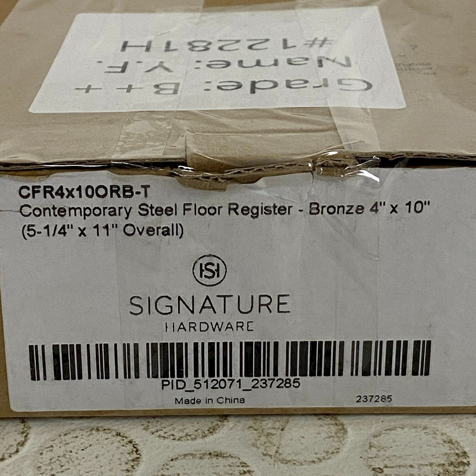 Signature Hardware Contemporary Steel Floor Register 4″×10″ Oil‑Rubbed Bronze