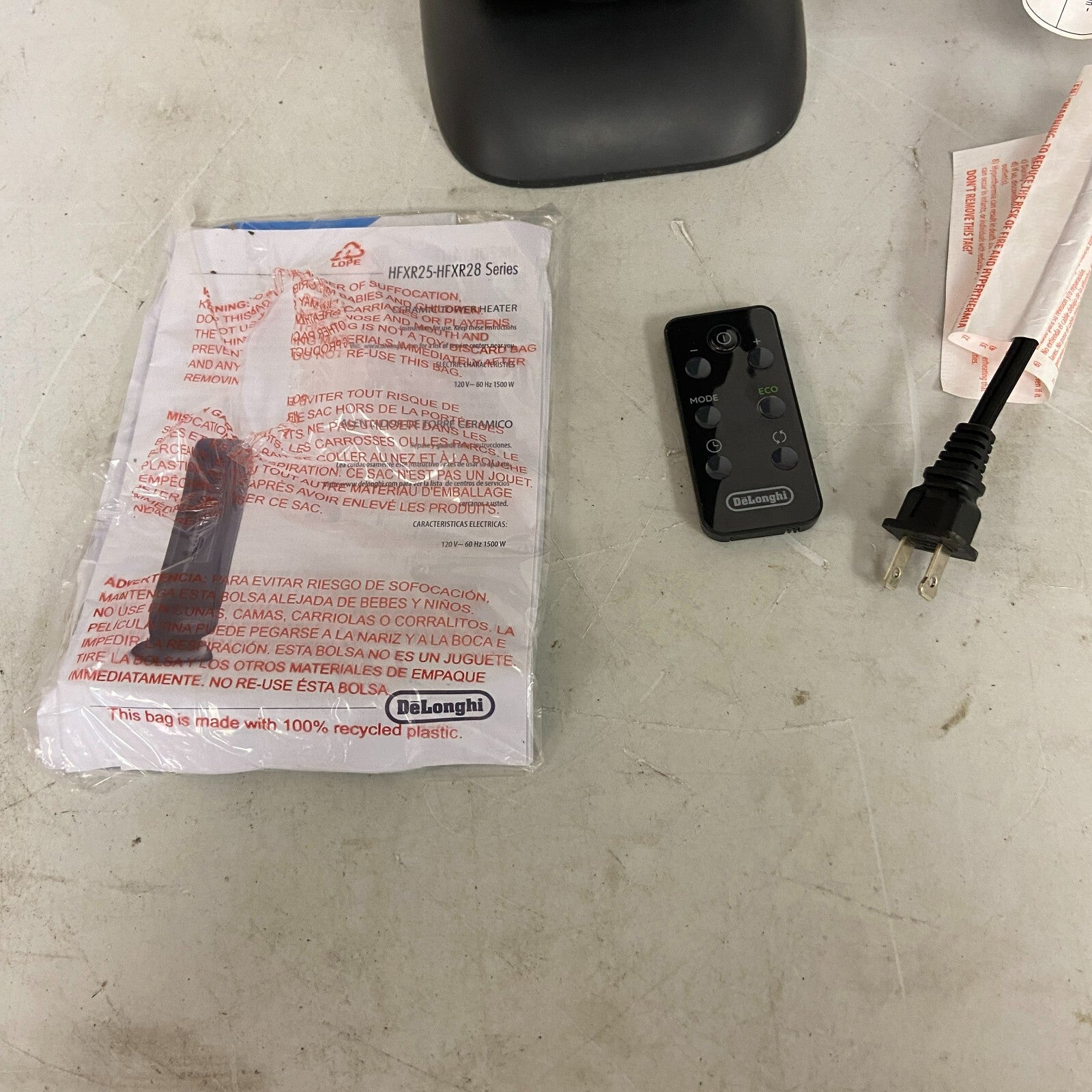 DeLonghi 1500W Ceramic Tower Space Heater w/ Thermostat And Remote